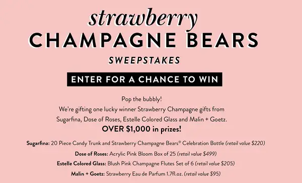 Sugarfina Strawberry Champagne Bears Sweepstakes