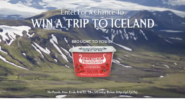 Icelandic Provisions Sweepstakes: Win A Trip To Iceland & Free Products (6 Winners)