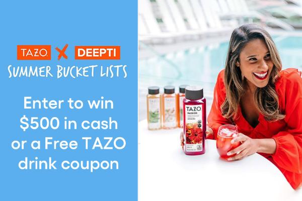 Tazo Summer Bucket List Sweepstakes: Win Gift Card or Iced tea