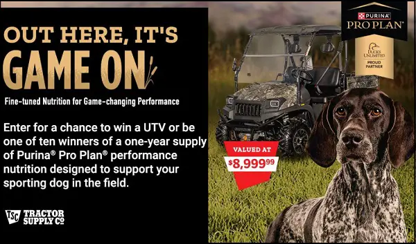 Tractor Supply UTV Giveaway: Win Bighorn UTV & Free Purina Dog Food for a Year