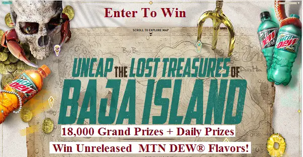 Treasures Of Baja Island Dew Flavors Sweepstakes (18K+ Winners)