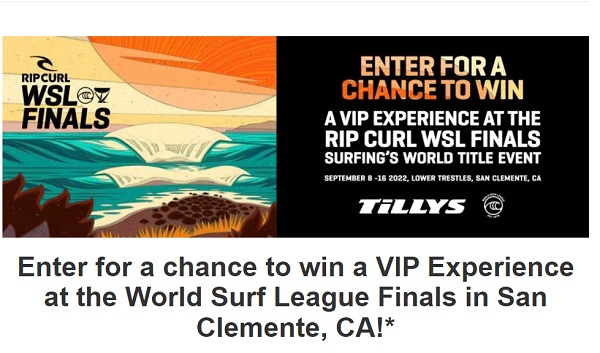 Tillys Sweepstakes: Win A Trip To World Surf League, $500 Tillys Gift Card & Merchandise