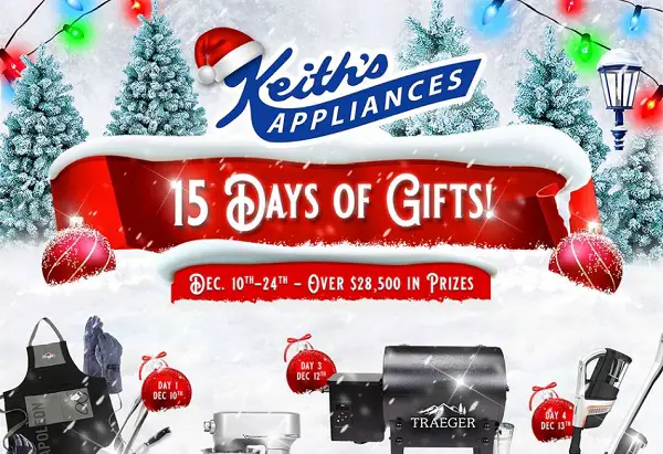 15 Days Of Gifts Giveaway: Win Keith’s Appliances (Daily Winners)