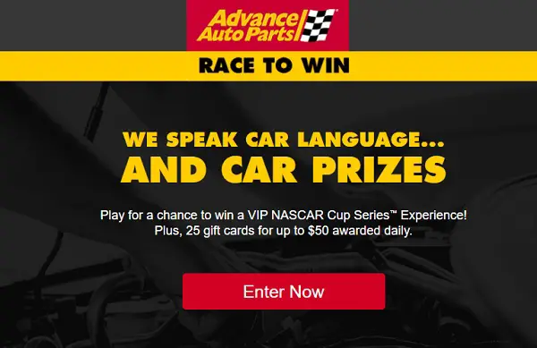 Advance Auto Race to Win Sweepstakes: Win a Trip to NASCAR Cup Race and Instant Win Prizes