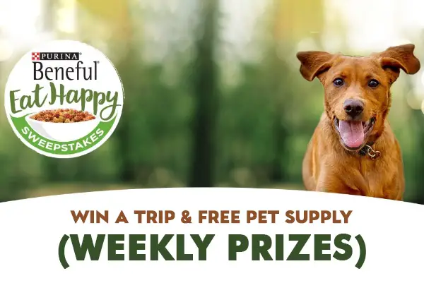 Beneful Eat Happy Sweepstakes: Win A Trip & Free Pet Supply (Weekly Prizes)