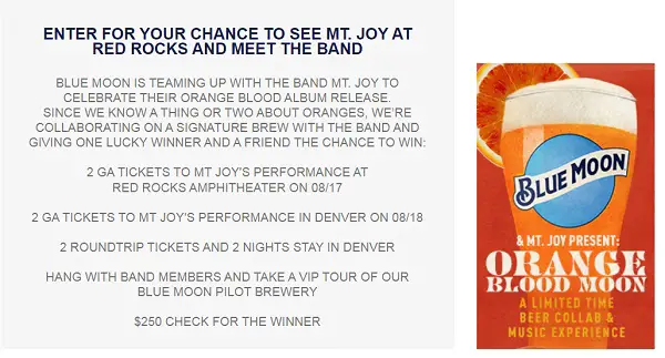 Blue Moon Mt. Joy Sweepstakes: Win Free Concert Tickets, Trip & More!