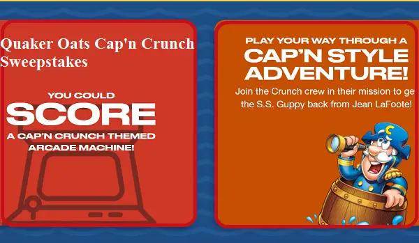 Cap'n Crunch Arcade Sweepstakes: Instant Win A Free Arcade Machine (5 Winners)