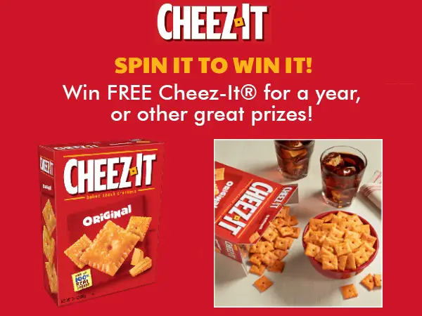 Cheez It Spin It To Win Free Snacks for a Year, Gift Cards & More