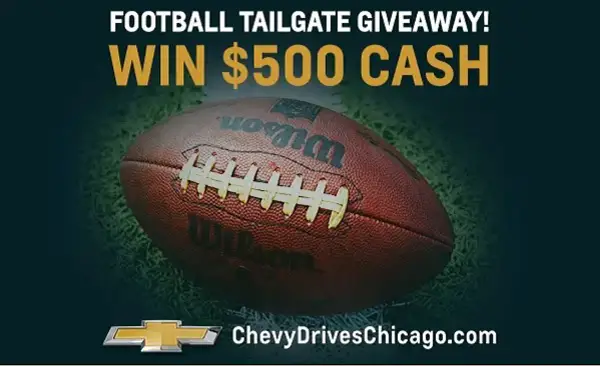 Chevy Drives Chicago Tailgate Party Giveaway: Win Cash in $500 Free Gift Card