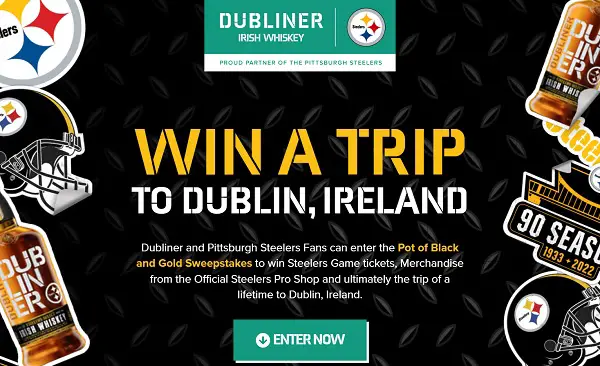 Dubliner Whiskey Pittsburgh Steelers Sweepstakes: Win A Trip & Free Game Tickets