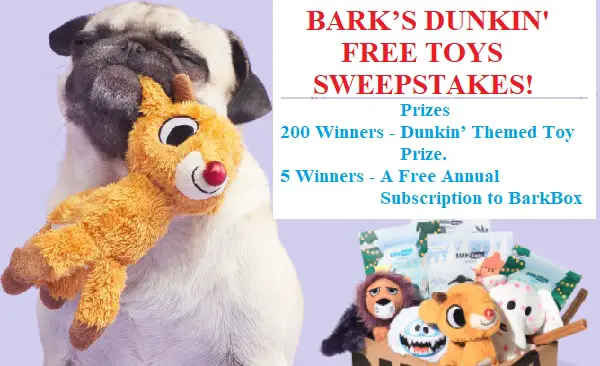 Dunkin' BarkBox Toys Giveaway: Win Free Dog Toys (200+ Winners)