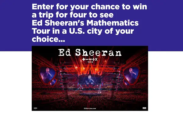 Ed Sheeran Mathematics Tour 2022 Giveaway