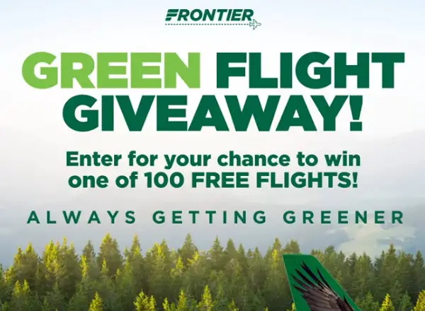 Frontier Green Flight Giveaway: Win free flight tickets! (100 Winners)