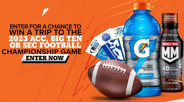 Gatorade Fuel Tomorrow College Football Instant Win Game Sweepstakes (3 Prizes)