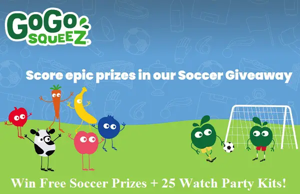 Gogo Squeez Gogo Cheer Sweepstakes: Win Free Soccer Prizes & 25 Watch Party Kits