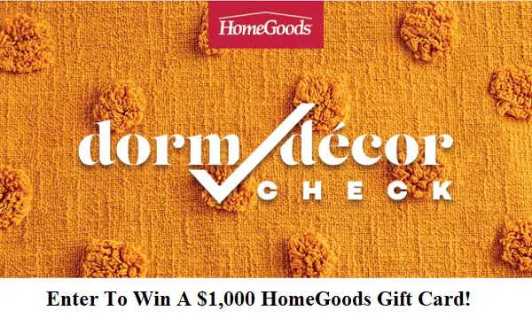 HomeGoods Dorm Décor Sweepstakes: Win a $1,000 Free Gift Card