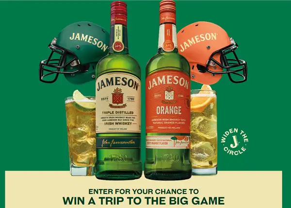 Jameson Fall Sports Sweepstakes: Win A Trip to Big Game!