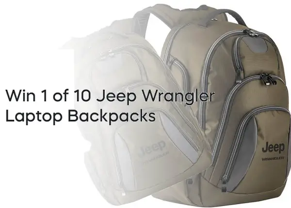 Jeep Wrangler Laptop Backpacks Giveaway (10 Winners)