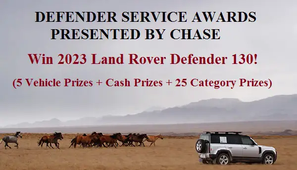 Land Rover Defender Service Awards Contest: Win Cars, Free Cash & More