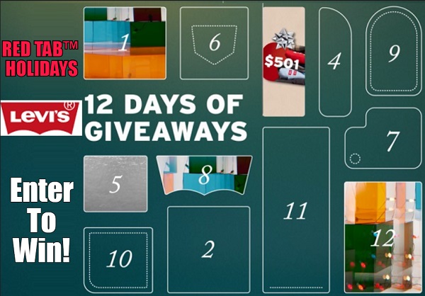 Levi’s Red Tab 12 Days of Holidays Sweepstakes: Win $501 Gift Card (12 Daily Prizes)