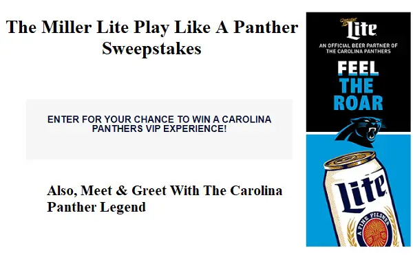 Miller Lite Carolina Panther Sweepstakes: Win A Free Football Experience