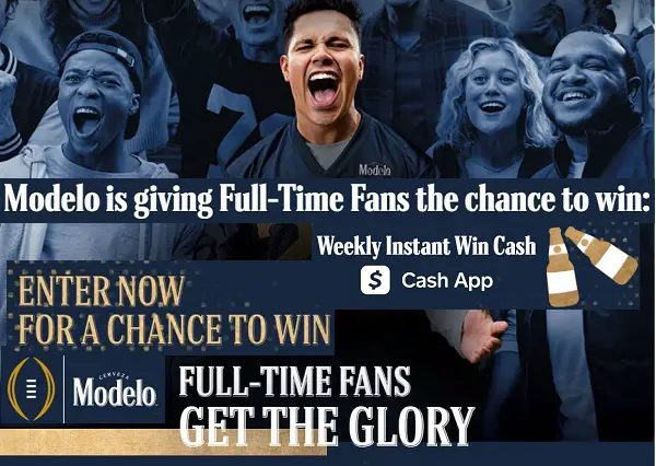Modelo Full-Time Fan Instant Win Game Giveaway: Win Cash App Credits up to $500