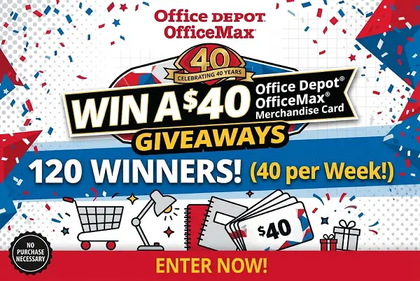 Win a $40 Office Depot OfficeMax Merchandise Card [120 Winners]
