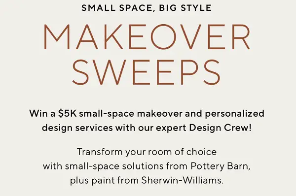 Pottery Barn Small Space Sweepstakes: Win Free Home Décor Prize Pack