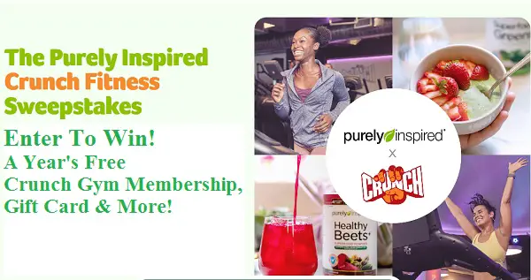 Purely Inspired Crunch Gym Sweepstakes: Win Free Membership & More