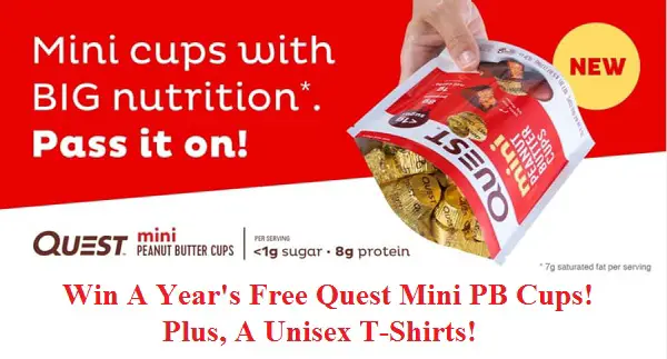 Quest Mini Peanut Butter Cups Sweepstakes: Win A Year’s Free Chocolates & T-Shirts