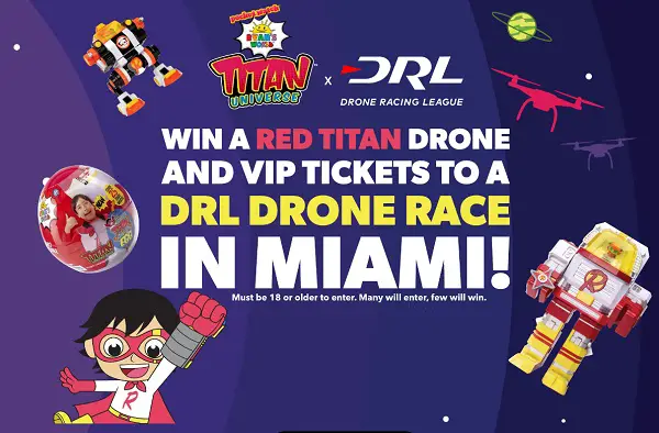 Ryan’s World Red Titan DRL Giveaway: Win DRL Drone, Free Race Tickets & More (4 Winners)