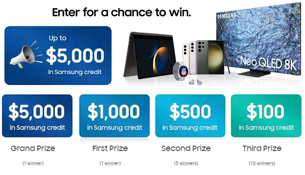 Samsung Summer Sweepstakes: Win Up to $5000 Free Samsung Credits
