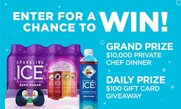 Sparkling Ice Holiday Sweepstakes: Win Private Dinner Party & $100 Free Gift Cards (Daily Prizes)