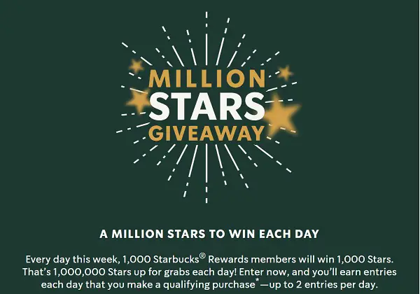 Starbucks Star Days Million Stars Giveaway (7,000 Winners)