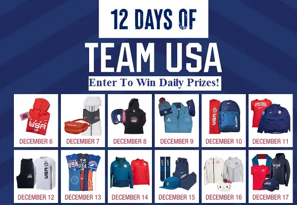 12-Days of Team USA Holiday Giveaway: Win Free Merchandise! (Daily Winners)