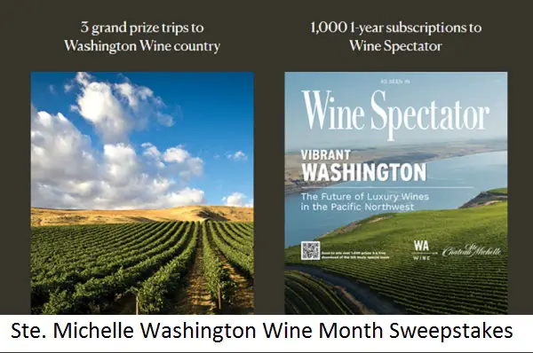 Ste. Michelle Washington Wine Month Sweepstakes: Win Free Trips To Washington