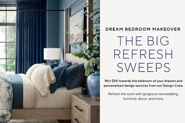 Pottery Barn Dream Bedroom Makeover Giveaway: Win $5000 Cash!
