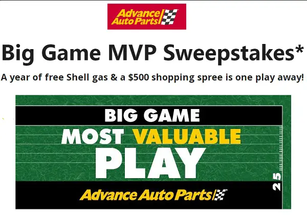 Advance Auto Parts Big Game Sweepstakes: Win Free Gas for a Year & $500 Gift Cards (25 Winners)