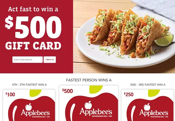 Win $1200 in Free Applebee’s Gift Card
