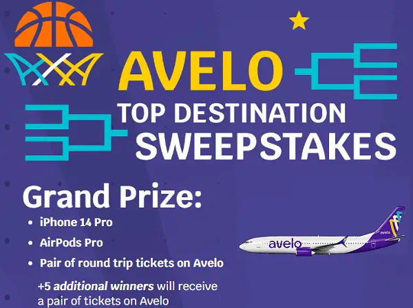 Avelo Air Top Destination Sweepstakes: Win iPhone, Air Tickets and More!