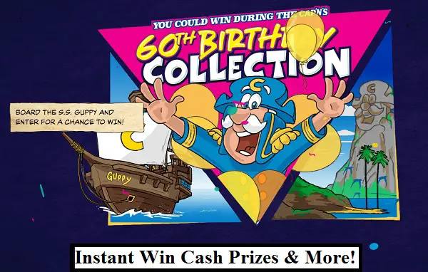 2023 Cap’n’s 60th Birthday Instant Win Game: Win Cash, Free Instant Camera & More (4K+ Prizes)
