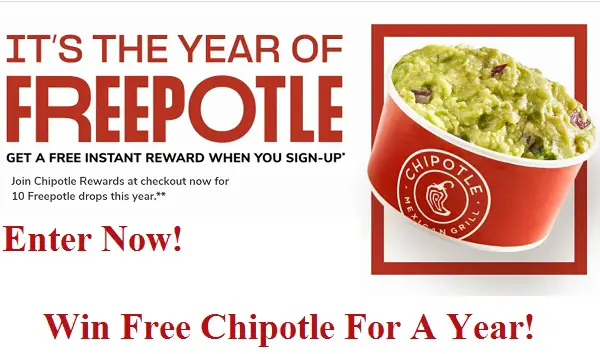 Chipotle Freepotle Sweepstakes: Win Free Entrée for a Year (3K+ Winners)!