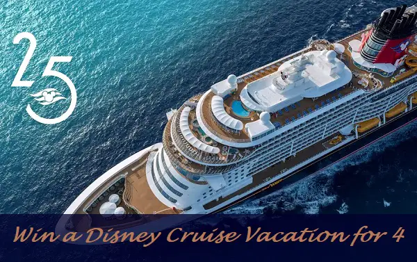 Disney Cruise Line 25th Anniversary Sweepstakes: Win Cruise Vacation for 4 (3 Winners)