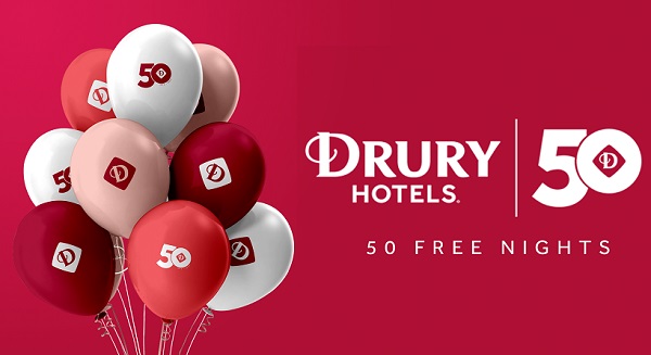 Drury Hotels 50th Anniversary Free Night Stay Giveaway (50 Prizes)