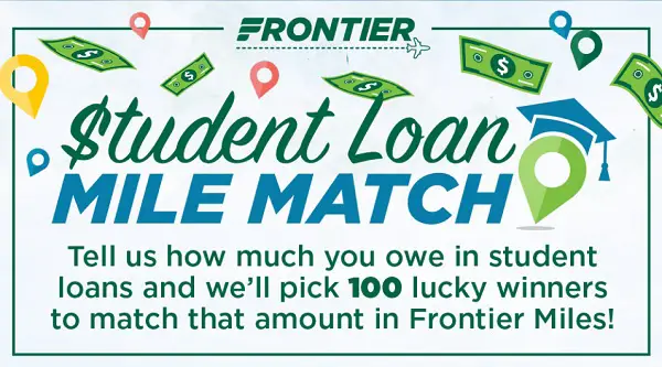 Frontier Airlines Student Loan Mile Match Sweepstakes: Win Free Air Miles (100 Winners)