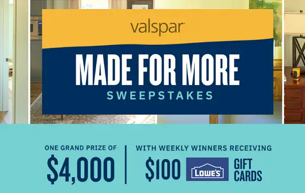 HGTV.com Valspar Made for More Sweepstakes: Win $4000 Cash!