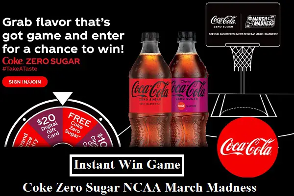 Coke Zero Sugar NCAA Instant Win Game: Win Free Rewards Cards & Free Mastercard