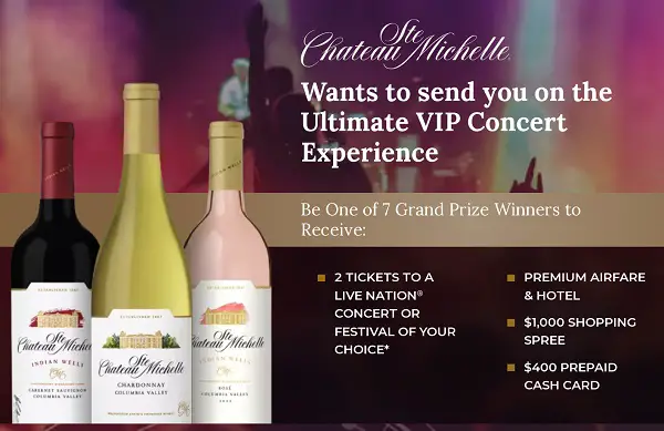 Ste. Michelle Live Nation Concert Trip Giveaway (7 Winners)