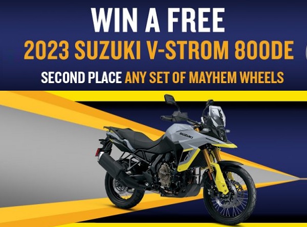 Mayhem Wheels Win Suzuki V-Strom 800DE Bike Giveaway 2023