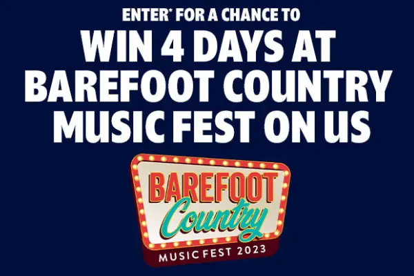 Barefoot Country Music Festival Giveaway: Win Tickets, $750 prepaid card & More (63 Winners)